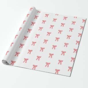 Red and White Satin Bows Red Candy cane Rand Bow Presentpapper