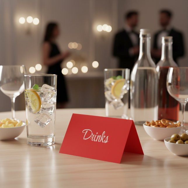 Red and White Script Dessert Buffet Table Card Kort (Skapare uppladdad)