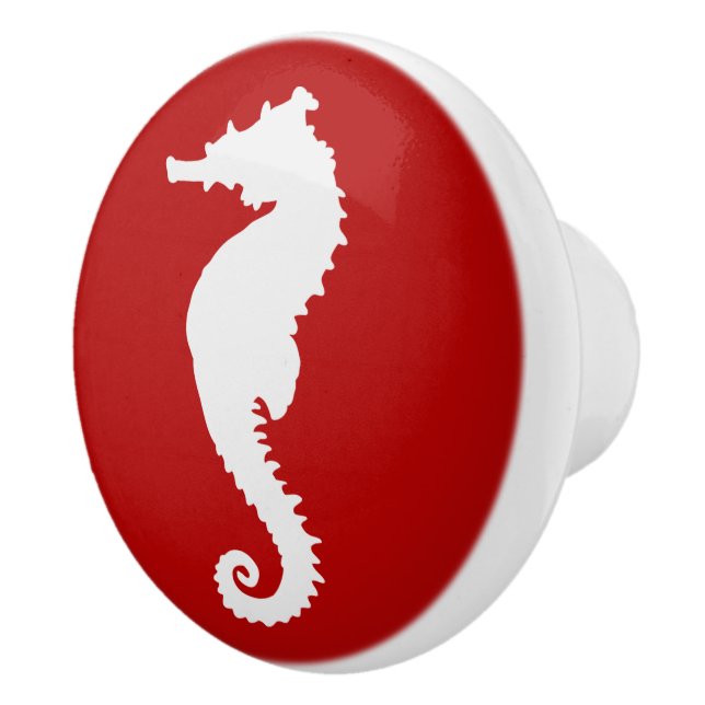 Red and White Seahorse Coastal Nautical Boating Knopp (Höger)