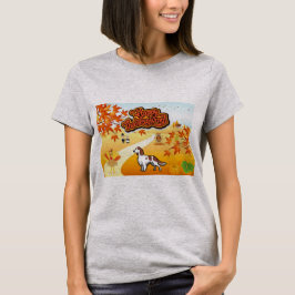 Red and White Setter Happy thanksgiving Tee