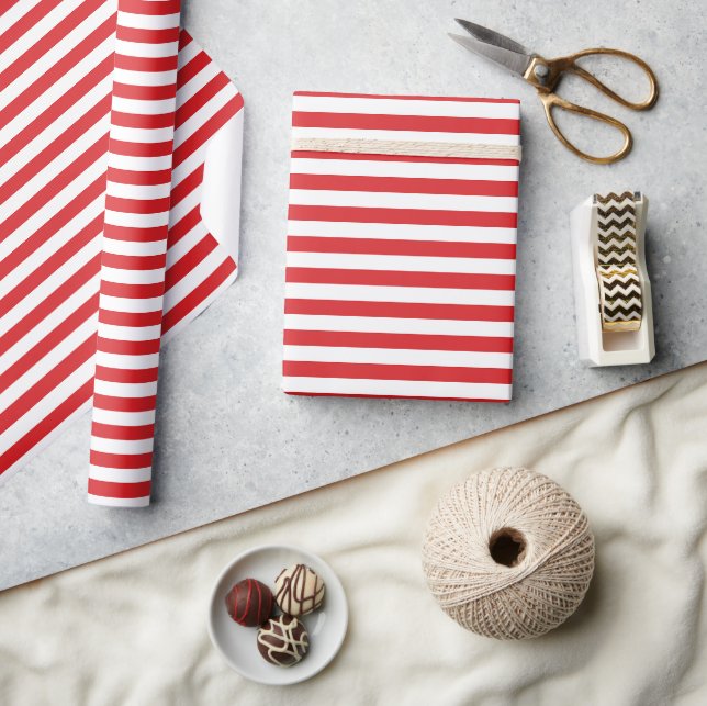 Red and White Small Candy Rand Presentpapper (Hantverk)