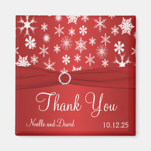 Red and White Snöflingor Tack Magnet