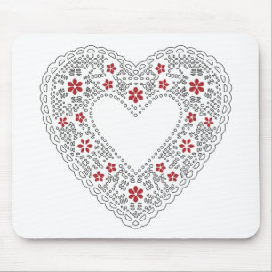 Red and White Snöre Heart Musmatta