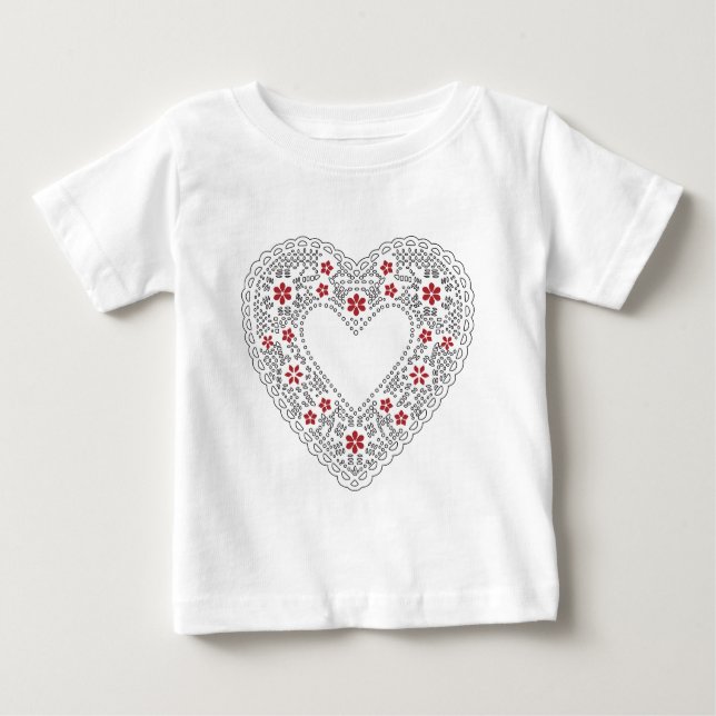 Red and White Snöre Heart T-shirt (Framsida)