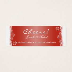 Red and White Snowflake Bröllop Drink Biljett