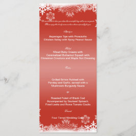 Red and White Snowflake Bröllop Menu Meny