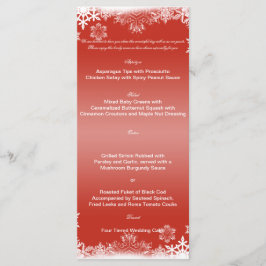 Red and White Snowflake Bröllop Menu Meny