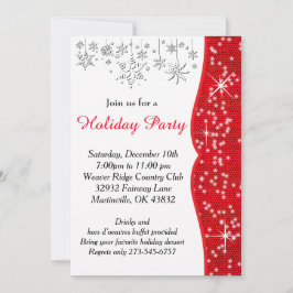 Red and White Snowflake-jul Inbjudningar