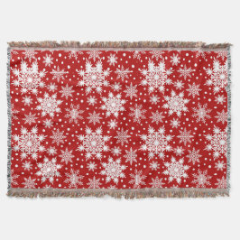 Red and White Snowflake-julen Seamless Mönster Filt