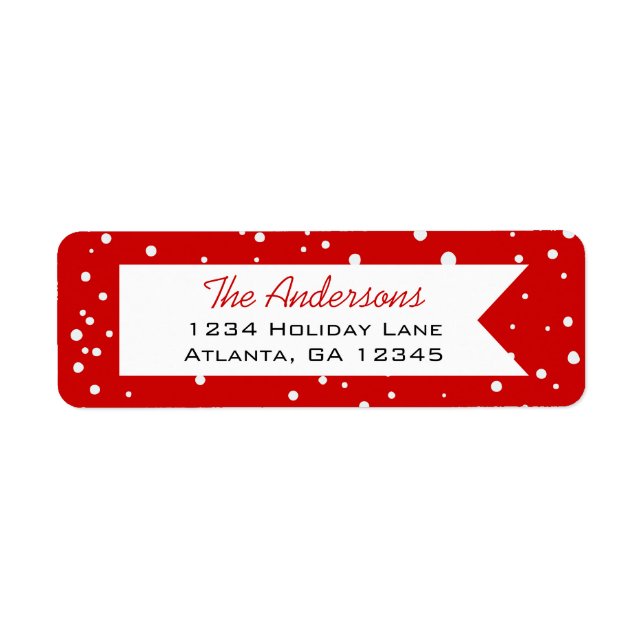 Red and White Snowflake Merry Little jul Returadress Etikett (Framsidan)