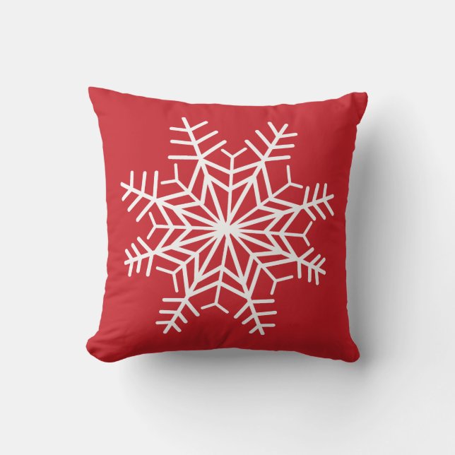 Red and White Snowflake Pillow Kudde (Framsida)