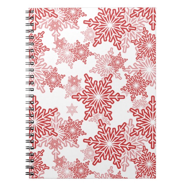 Red and White Snowflake Seamless Mönster Anteckningsbok (Framsidan)