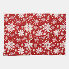 Red and White Snowflake Seamless Mönster Kökshandduk