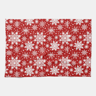 Red and White Snowflake Seamless Mönster Kökshandduk
