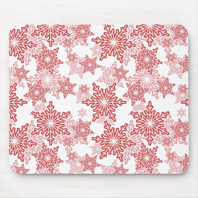 Red and White Snowflake Seamless Mönster Musmatta (Framsidan)