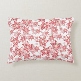 Red and White Snowflake Seamless Mönster Prydnadskudde