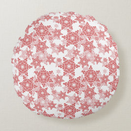 Red and White Snowflake Seamless Mönster Rund Kudde
