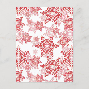Red and White Snowflake Seamless Mönster Vykort