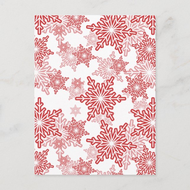 Red and White Snowflake Seamless Mönster Vykort (Framsida)