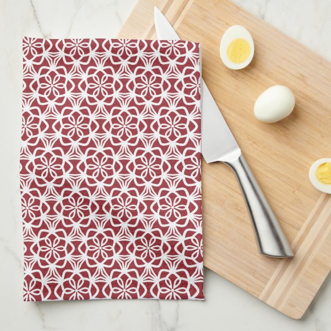 Red and White Snowflake Snöre Kitchen Towel Kökshandduk (Vikt i Fjärdedel)