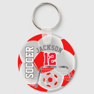 Red and White Soccer ⚽ Boll Sport Nyckelring