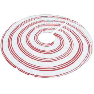 Red and White Spiral Träd Skirt Julgransmatta Borstad Polyester