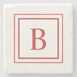 Red And White Square Border Monogram Stenunderlägg