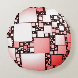 Red and White Square Dancing Round Cushion Rund Kudde
