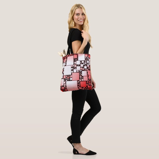 Red and White Square Dancing Tote Bag Tygkasse (På modell)
