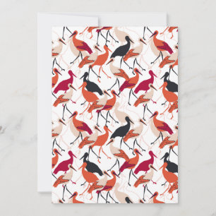 Red and White Stork Birds Seamless Mönster Julkort