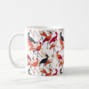 Red and White Stork Birds Seamless Mönster Kaffemugg