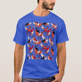 Red and White Stork Birds Seamless Mönster T Shirt