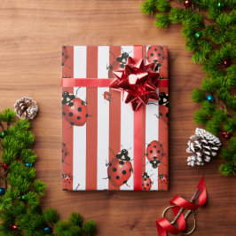 Red and White Stripe Ladybug Presentpapper