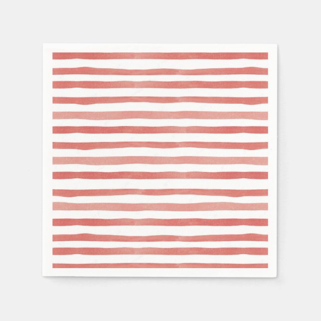 Red and White Stripe Pirat Birthday Pappersservett (Framsidan)