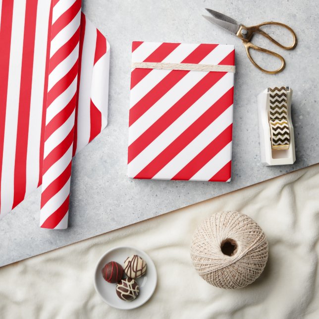 Red and White Stripped Candy Cane Wrapping Paper Presentpapper (Hantverk)