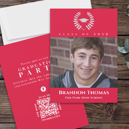 Red and White Studenten Photo Classic Inbjudningar