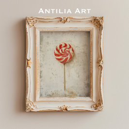 Red and White Swirl Lollipop-julgodis Poster