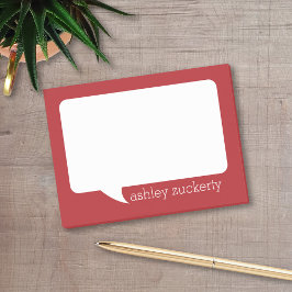 Red and White Talk Bubble Personlig Namn Post-it Block