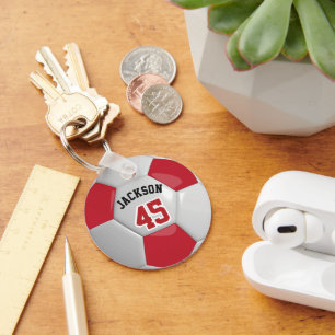 Red and White Team Occer ⚽ Boll Keychain Nyckelring