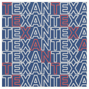 Red and White TEXAN Neon on Blue Tyg