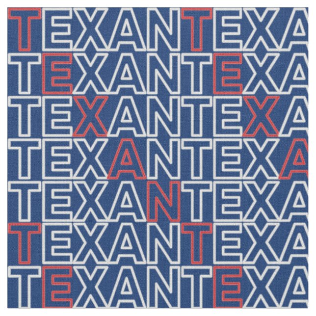 Red and White TEXAN Neon on Blue Tyg (Närbild)