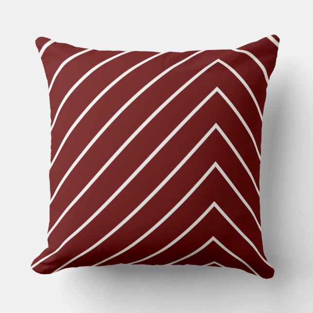Red and White Thin Zig Zag Linjer Kudde (Framsida)