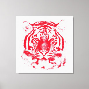 Red and White Tiger Ansikte Close Up Canvastryck