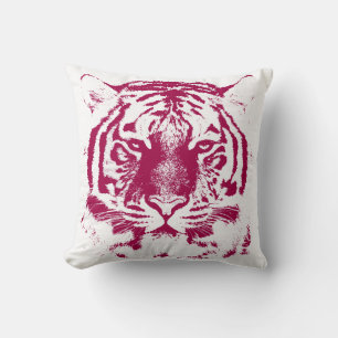 Red and White Tiger Ansikte Kudde