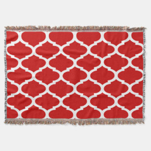Red and White Trellis Quatrefoil Mönster Mysfilt