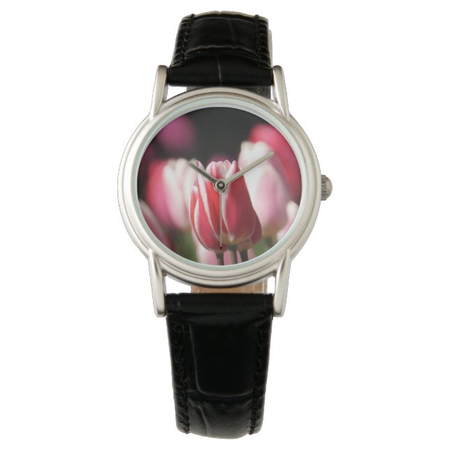 Red and White Tulip Armbandsur (Framsida)