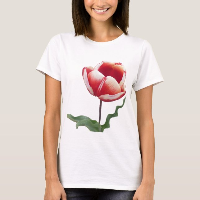 Red and White Tulip Bella Canvas T-Shirt (Framsida)