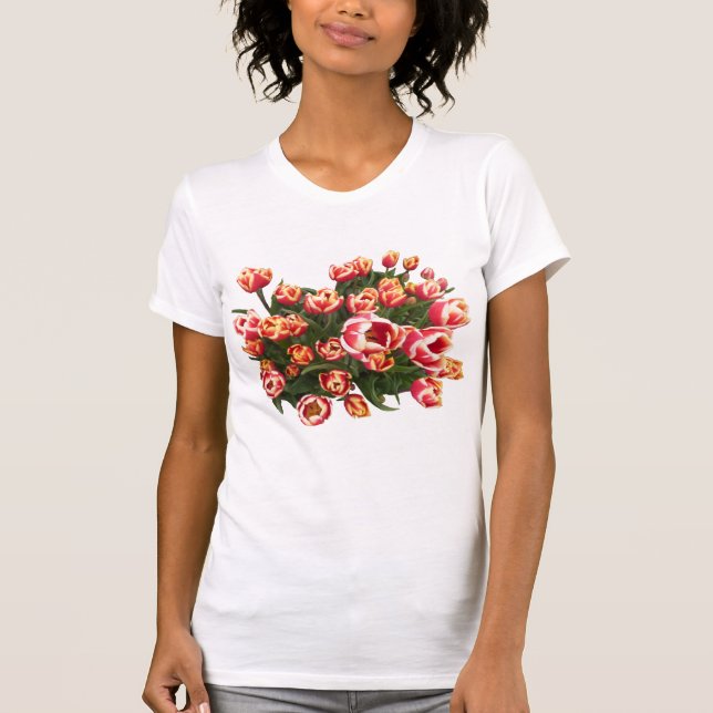 Red and White Tulips Bella Canvas T-Shirt (Framsida)