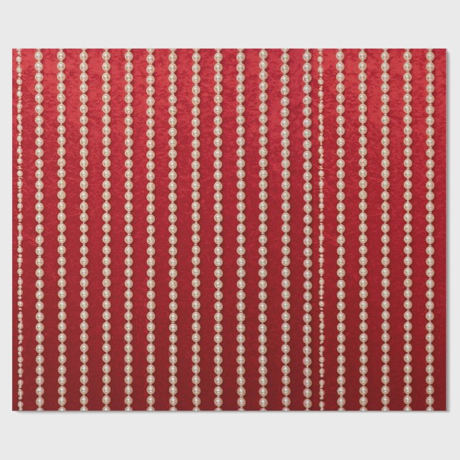 Red and White Velvet-look Pearl Design Presentpapper (Platt)