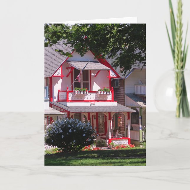 Red and White Victorian - Martha's Vineyard Card Kort (Framsida)